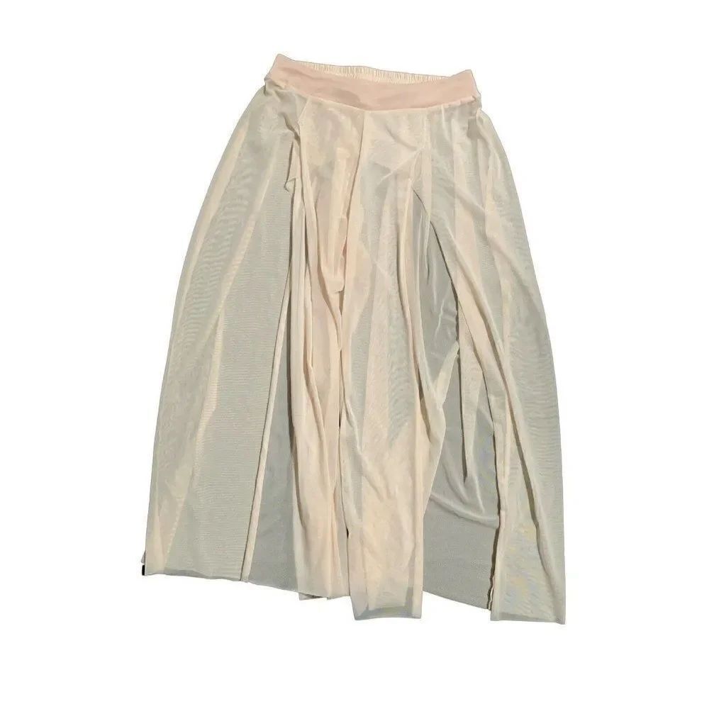 Disco Bitz Vintage Solid Light Baby Pink Sheer Beach Pool swim Crop Pants Xs